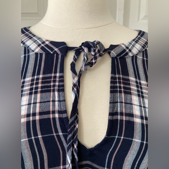 LOFT Blue Plaid Ruffle Dress‎ size S - Picture 11 of 12